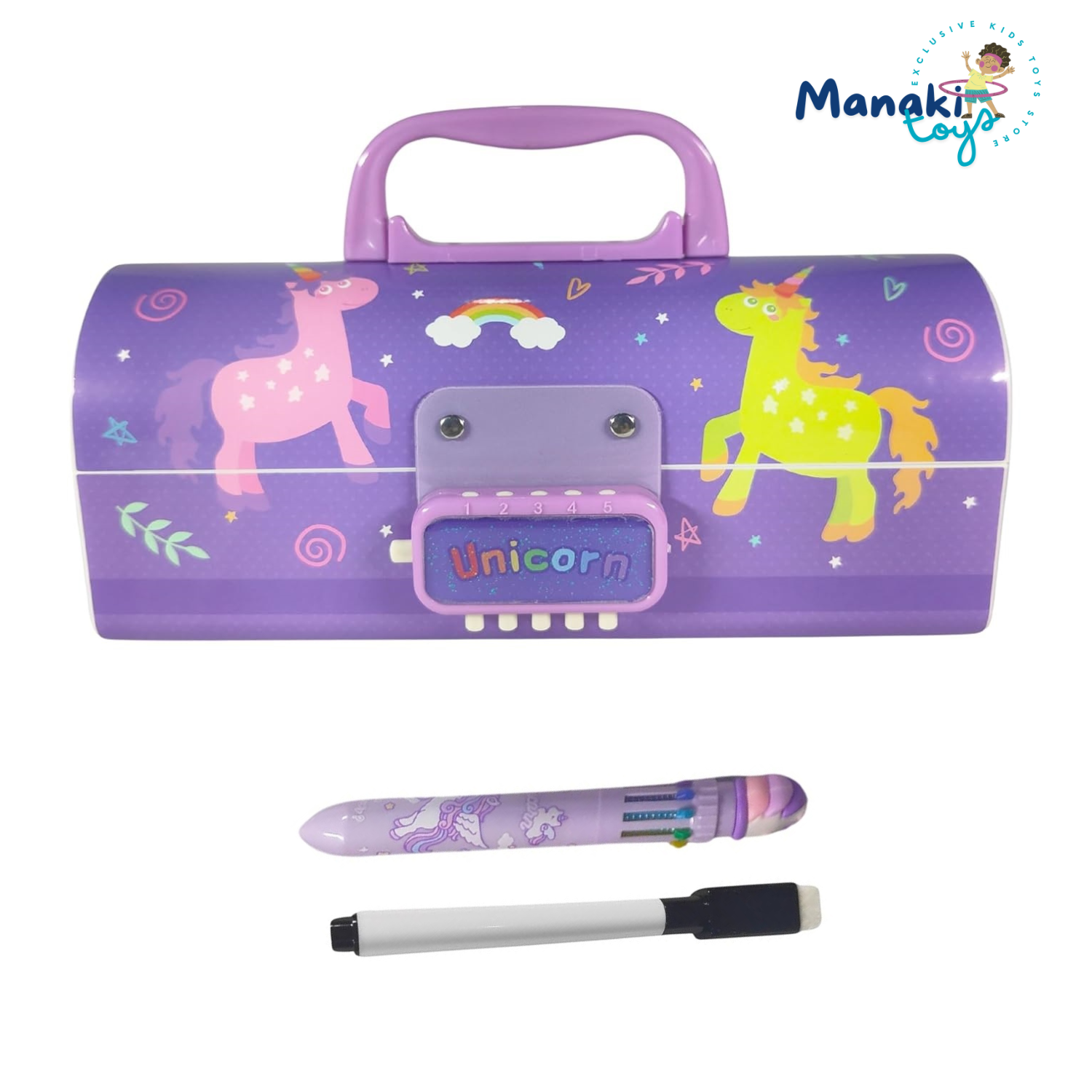 CUTE UNICORN PENCIL BOX WITH DUAL LOCKS PEN CASE LARGE CAPACITY MULTI-LAYER MULTI-FUNCTION STORAGE BAG SECRET COMPARTMENT PENCIL BOX