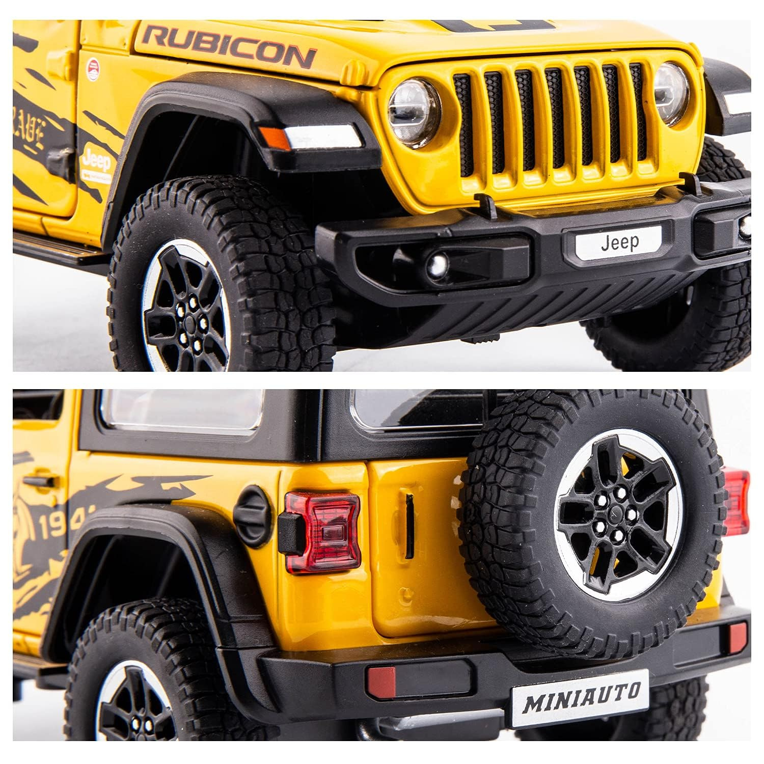 JEEP WRANGLER RUBICON 1941 DIECAST METAL PULLBACK TOY CAR - SCALE 1:24 (15.5 X 7.5 X 7 CM)