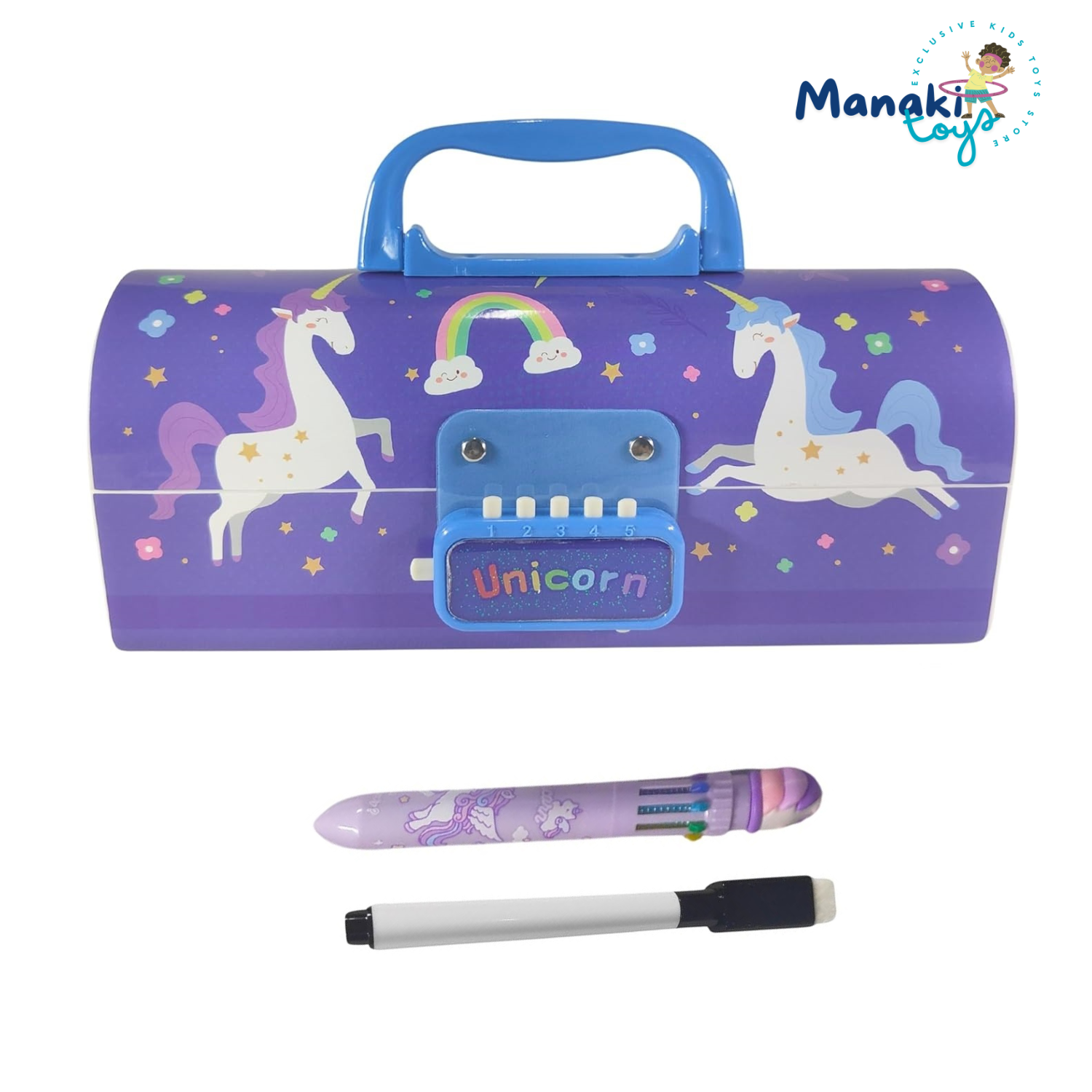 CUTE UNICORN PENCIL BOX WITH DUAL LOCKS PEN CASE LARGE CAPACITY MULTI-LAYER MULTI-FUNCTION STORAGE BAG SECRET COMPARTMENT PENCIL BOX