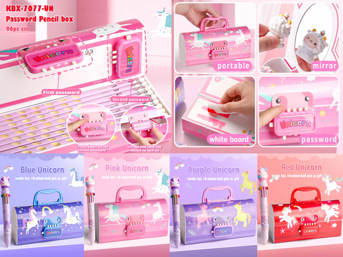 CUTE UNICORN PENCIL BOX WITH DUAL LOCKS PEN CASE LARGE CAPACITY MULTI-LAYER MULTI-FUNCTION STORAGE BAG SECRET COMPARTMENT PENCIL BOX
