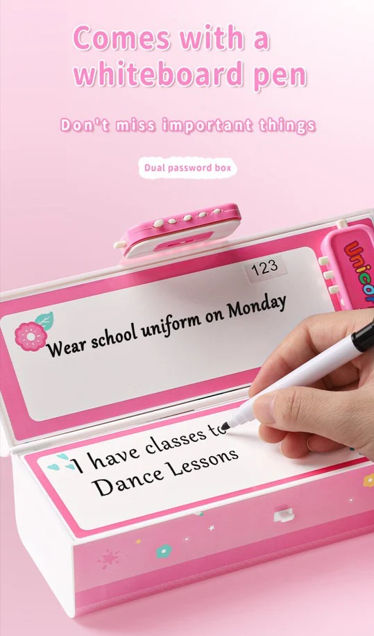 CUTE UNICORN PENCIL BOX WITH DUAL LOCKS PEN CASE LARGE CAPACITY MULTI-LAYER MULTI-FUNCTION STORAGE BAG SECRET COMPARTMENT PENCIL BOX