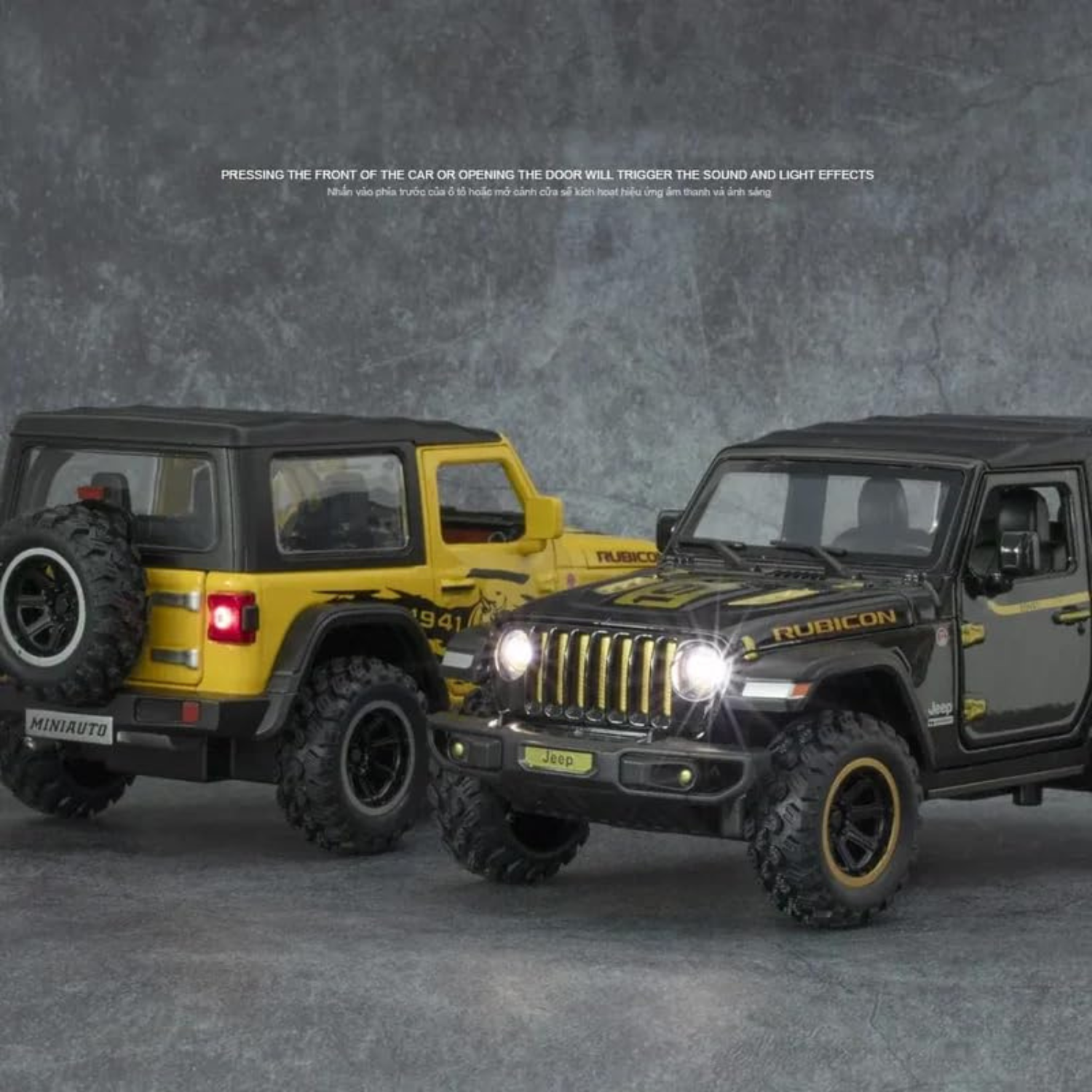 JEEP WRANGLER RUBICON 1941 DIECAST METAL PULLBACK TOY CAR - SCALE 1:24 (15.5 X 7.5 X 7 CM)