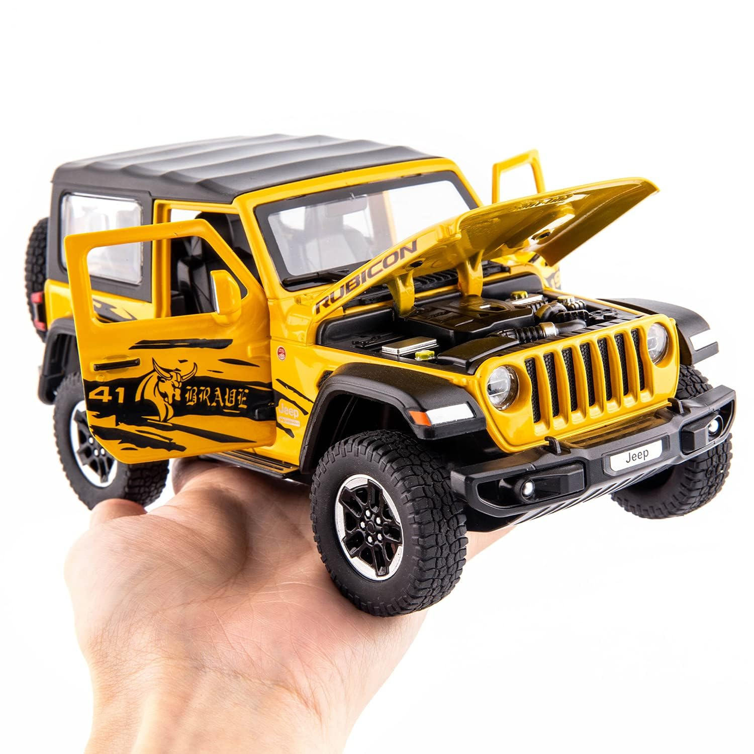 JEEP WRANGLER RUBICON 1941 DIECAST METAL PULLBACK TOY CAR - SCALE 1:24 (15.5 X 7.5 X 7 CM)