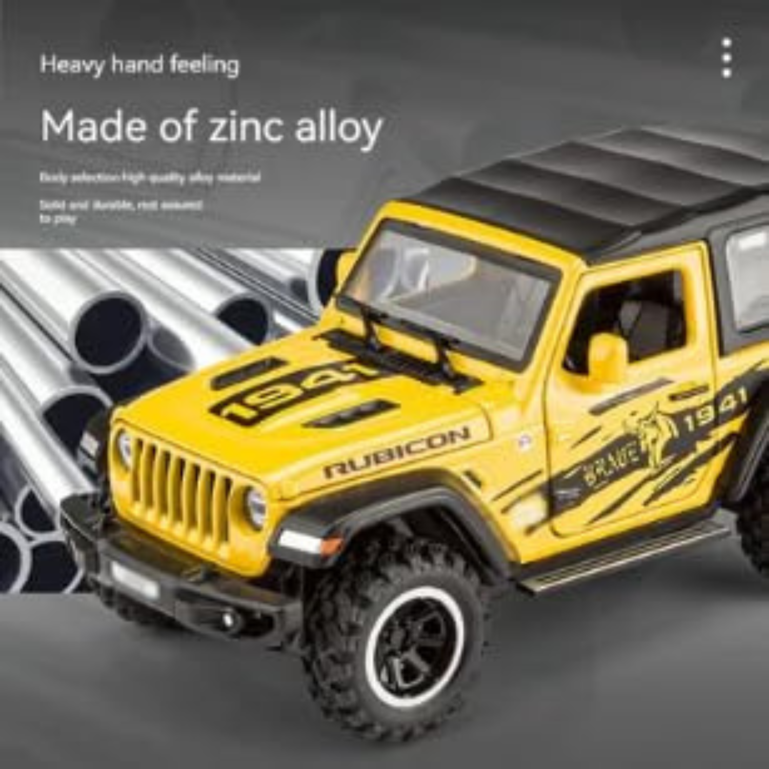 JEEP WRANGLER RUBICON 1941 DIECAST METAL PULLBACK TOY CAR - SCALE 1:24 (15.5 X 7.5 X 7 CM)