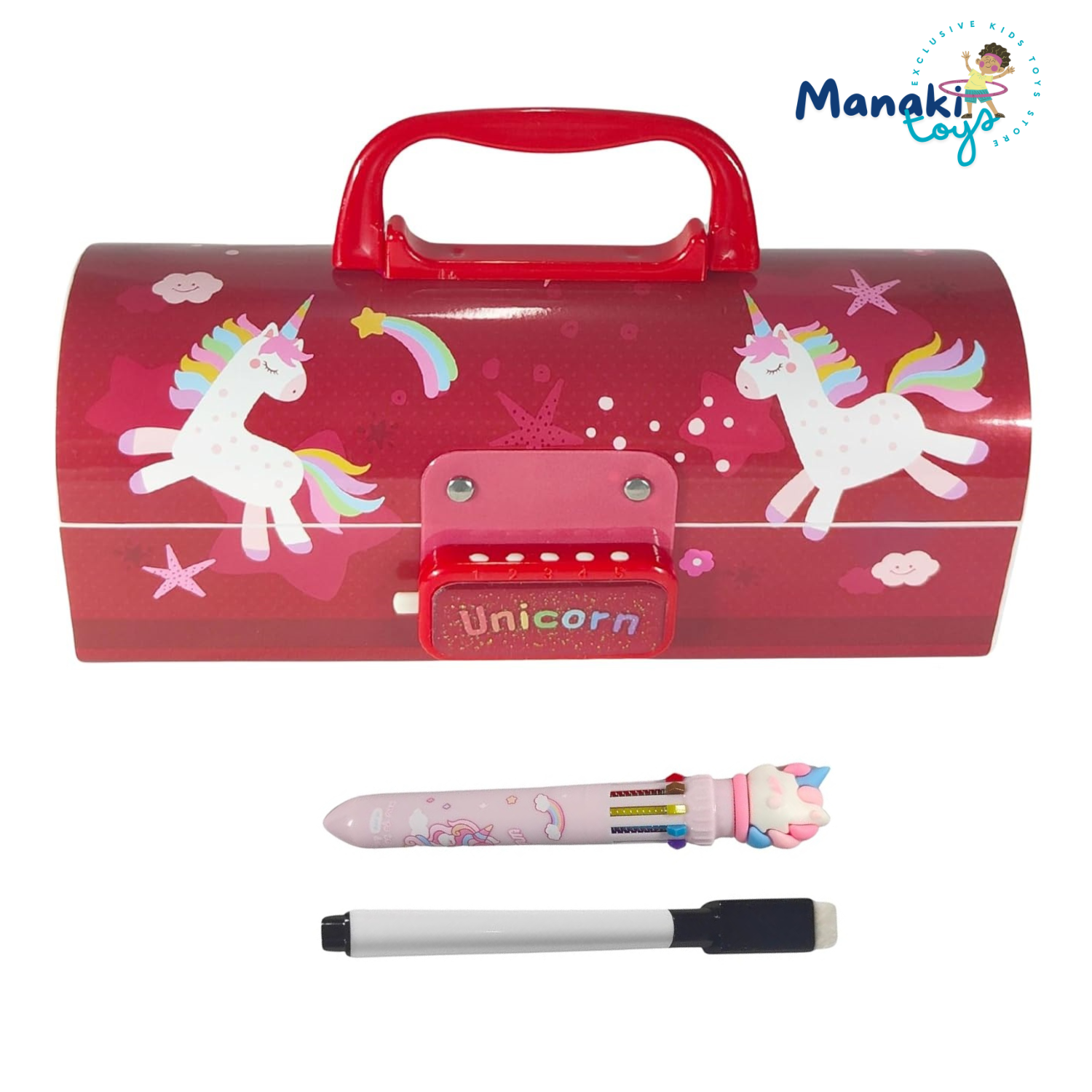 CUTE UNICORN PENCIL BOX WITH DUAL LOCKS PEN CASE LARGE CAPACITY MULTI-LAYER MULTI-FUNCTION STORAGE BAG SECRET COMPARTMENT PENCIL BOX