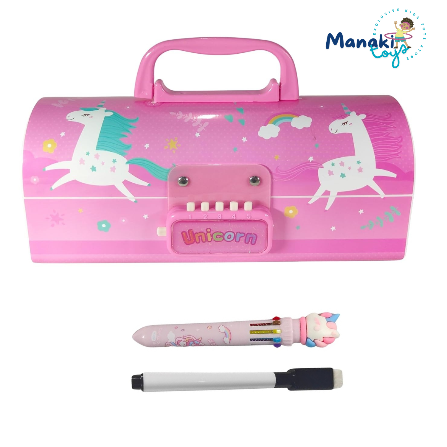 CUTE UNICORN PENCIL BOX WITH DUAL LOCKS PEN CASE LARGE CAPACITY MULTI-LAYER MULTI-FUNCTION STORAGE BAG SECRET COMPARTMENT PENCIL BOX