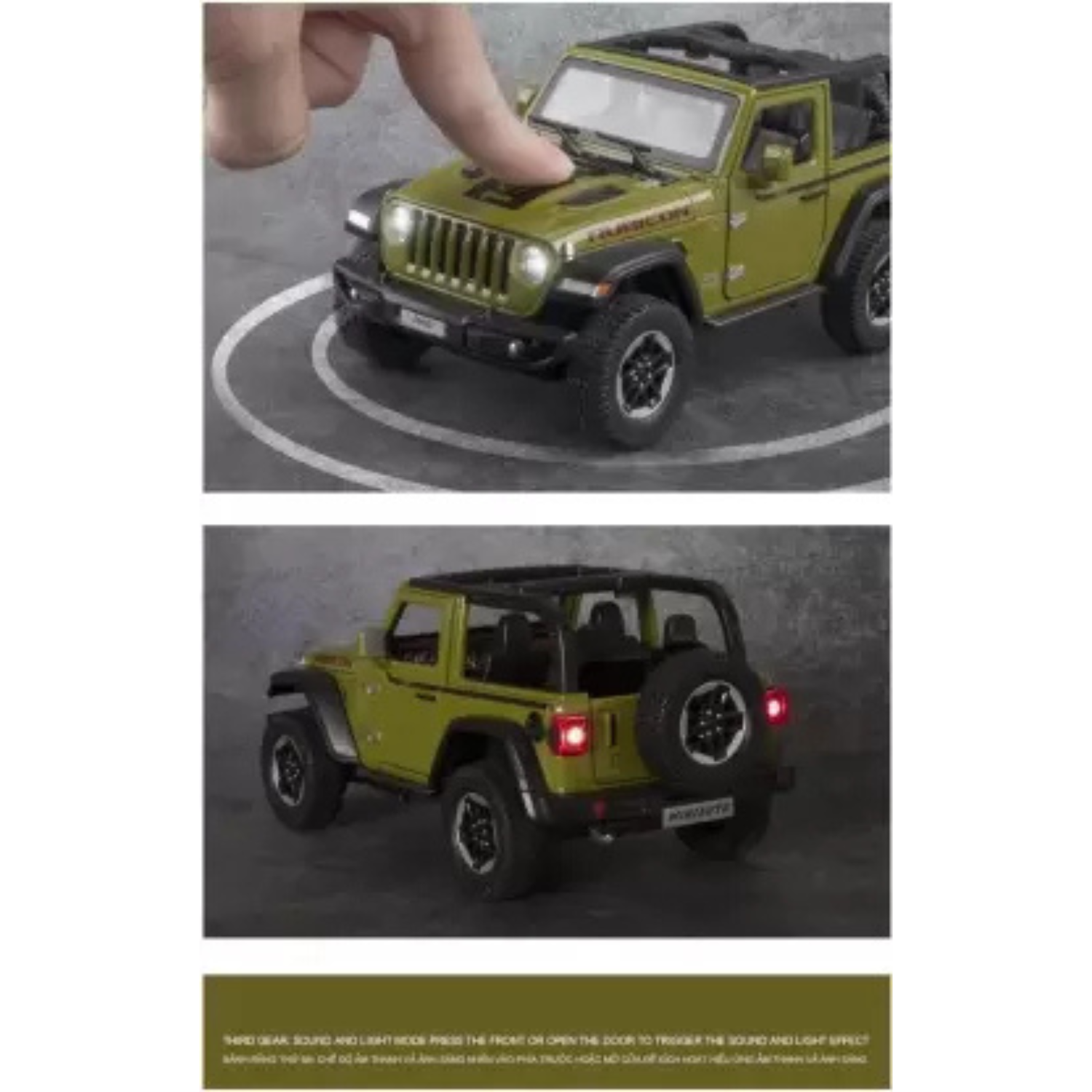 JEEP WRANGLER RUBICON 1941 DIECAST METAL PULLBACK TOY CAR - SCALE 1:24 (15.5 X 7.5 X 7 CM)